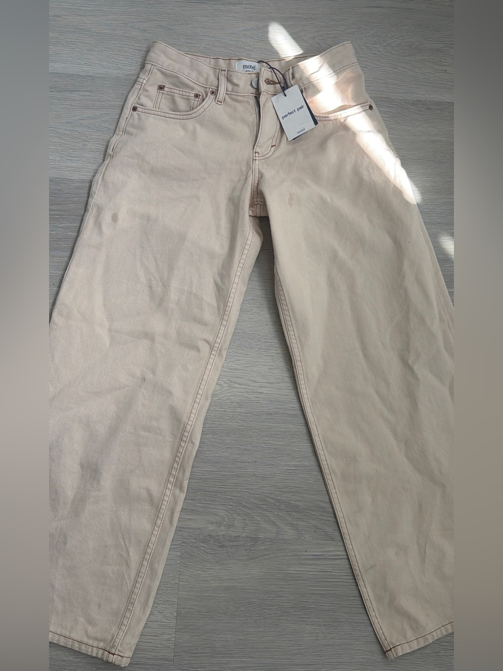 Motel Rocks Light Beige Men’s Relaxed Jeans